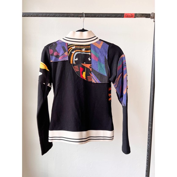 ANIMATED CLOSET Women's Black Multi Patch Work Full Zip Up Track Jacket size S - Picture 2 of 6